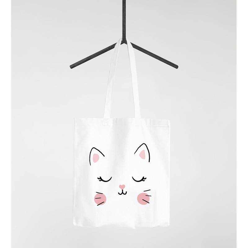 MoonWorks Jute Bag Cat Face Cat Animal Faces Cotton Bag