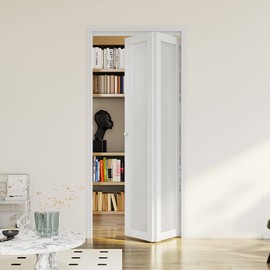 ARKHJEM Bi-Fold Door, Single Frosted Glass Panel Closet Door, for 36"×80" Door Opening, Suitable for Closets & Interiors, DMF, White