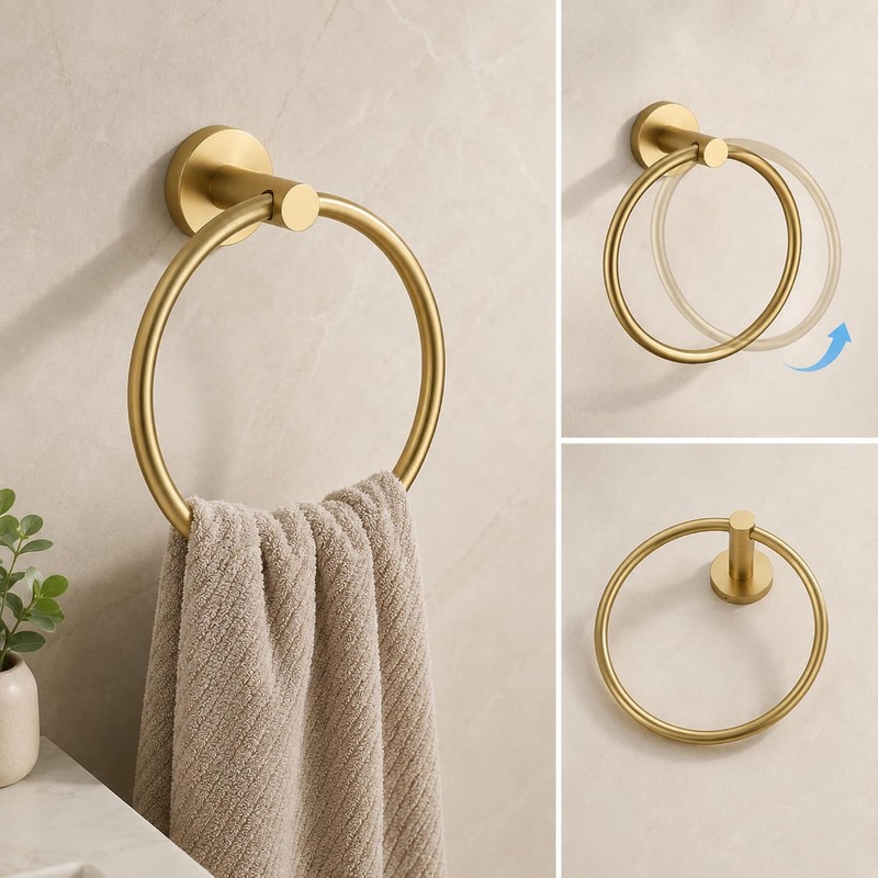 Juego de accesorios para baño 4 piezas – Acabado dorado,