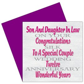 Son & Daughter In Law 12th Wedding Anniversary Card – Silk Anniversary - 12 Years - Together Always Design