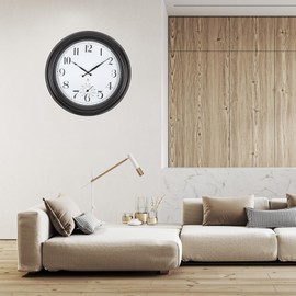 Aurowit Atomic Outdoor Wall Clock 18 Inch Sealed Outdoor Waterproof Clock with Temperature, Auto-Set Time, Easy to Read - Large Patio, Pool Clock for Outside, Backyard, Garden