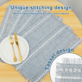 Elegant Linen Placemats Set, Easy to Clean Linen Blend Table Mats, Reusable Linen Table Mats Set, Tables Mat Placemat, Wipeable Placemat for Kitchen Dining Tables Decoration