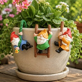 3-Piece Hanging Garden Gnome Set for Flower Pots – Mini Climbing Decorations for Planters, Gardens & Fairy Displays