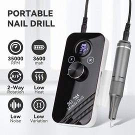 SG705 Mobile Drill Professional Acrylic Nail Tools Set - Complete Kit for Nail Art, Sculpting, and DIY Manicure High-Quality Nail Brushes, Files, Tips, and Accessories - Ideal for Salon or Home Use
