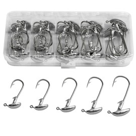 Njord Kalastus Standup Jig Head Set 25 Pieces 5 Weight Classes (3.5 g 5 g 7 g 10 g 14 g) Each 5 Pieces Jig Head Set in Tackle Box Lead Head Hook for Rubber Fish with Jig Head Box Jig Hook Set
