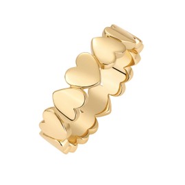 PAVOI 14K Gold Plated Heart Stackable Rings for Women | Love Valentines Statement Chunky Signet Ring Band | Friendship Rings, 5, Yellow Gold, No Gemstone