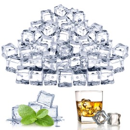 Pack of 50 Clear Artificial Ice Cubes 20 mm Reusable Artificial Irregular Ice Cubes Clear Plastic Ice Cubes Decorative Acrylic Square Ice Cubes for Photography Props Party Decor Kitchen Decoration