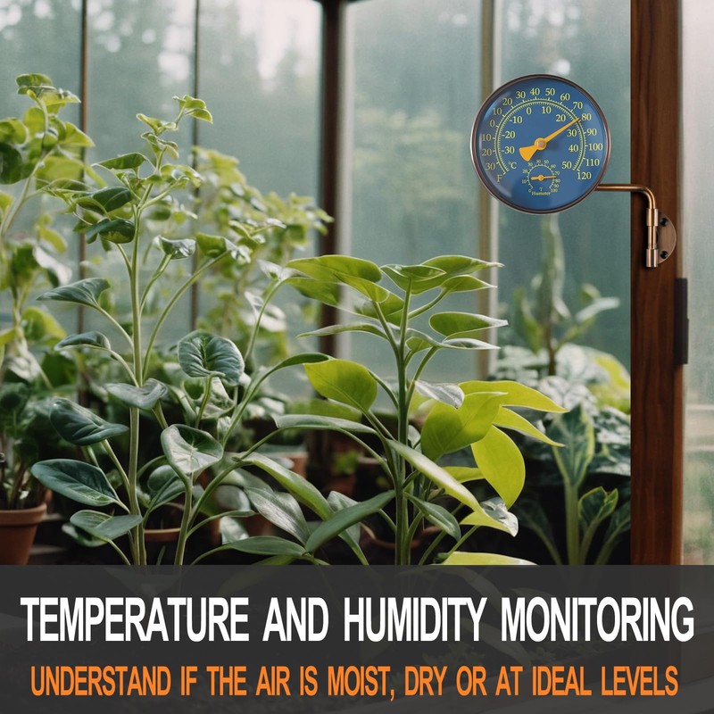 4 Inch Brass Outdoor Thermometer - Analog Temperature Gauge for