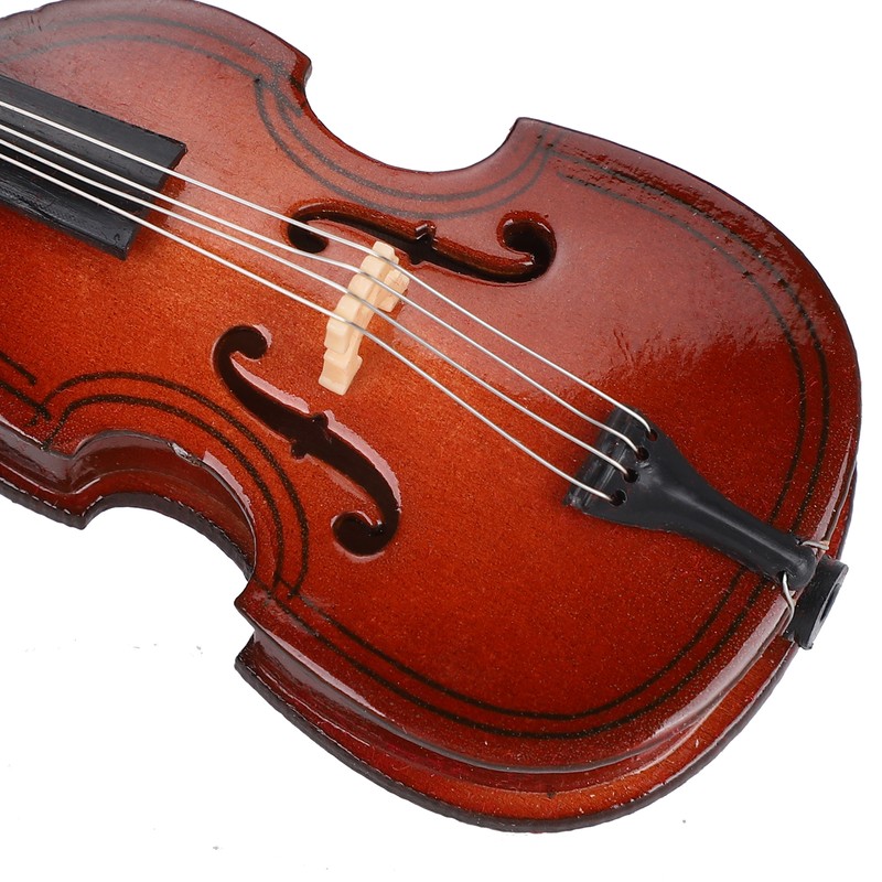 Mini Bass Ornaments Wooden Small Musical Instrument Model Home Decoration