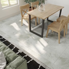 VEELIKE 12''x12'' Grey Marble Vinyl Floor Tiles Peel and Stick Marble Flooring Tiles Self Adhesive Waterproof Floor Vinyl Sticker Tiles Decorative for Bedroom Bathroom Kitchen Walls Basement 4 Pack