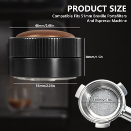 Y-Step 51mm Gravity Adaptive Espresso Distribution Tool, Coffee Distributor Espresso Leveler Espresso Gravity Self Leveling Distributor for most 51mm Portafilter, 304 Stainless Steel 4 Blade Base