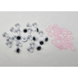 Zim's 12 pair Black 12mm Moving Wiggle Googly Plastic Safety Eyes Washers Craft Doll
