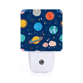 FSHVQKD Planets in Solar System Night Light,Plug-in Night Lights with Dusk to Dawn Sensor for Stairway,Hallway,Bedroom Sleep Friendly Ideal for Women/Girls/Boys Gift,0.5w