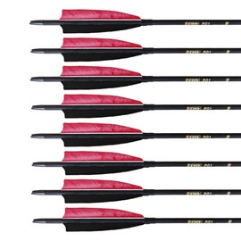 PG1ARCHERY 31-Inch Carbon Arrows Target Practice Hunting Arrow with 5" Shield Fletching Spine 500 Arrows for Recurve Bow Longbow Compound Bow(Pack of 12) (White&Black)
