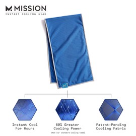 MISSION Cooling DuoMax Towel Dual Sided Towel One Terry Side to Dry You, One Evaporative Cooling Side to Cool You, Cools Instantly When Wet, Yoga, Gym, Neck, Workout- Mission Blue