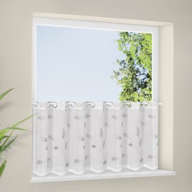 Happy Home Silvi Net Curtain Width 150 x Height 50 cm Grey/White