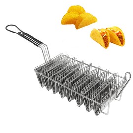 SOTECH Tortilla Fry Basket Taco Fryer Basket for Kitchen Fried Cooking Deep Fat Fryer Squarec Stainless Steel (8 Shells)
