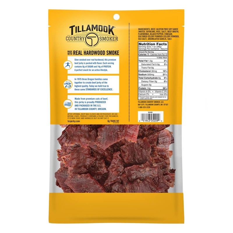 Tillamook Country Smoker Keto Friendly Zero Sugar Beef Jerky, Teriyaki,