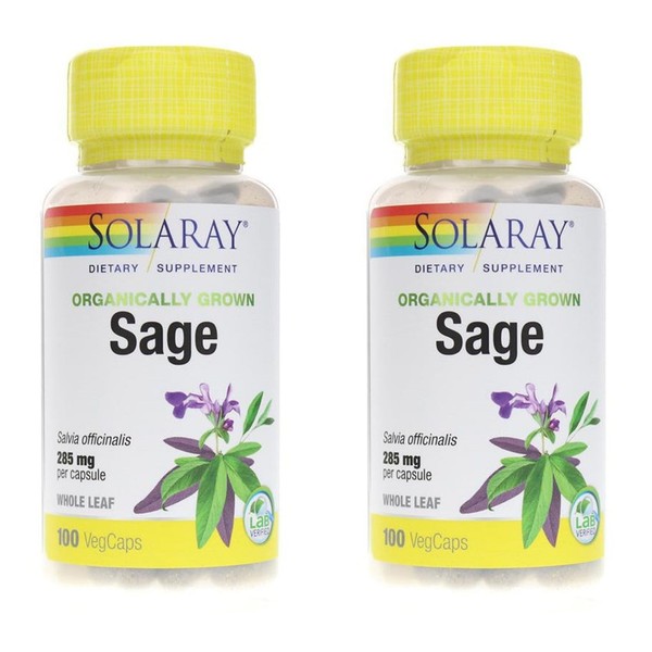 Organic Sage Solaray 100 VCaps (Pack of 2)