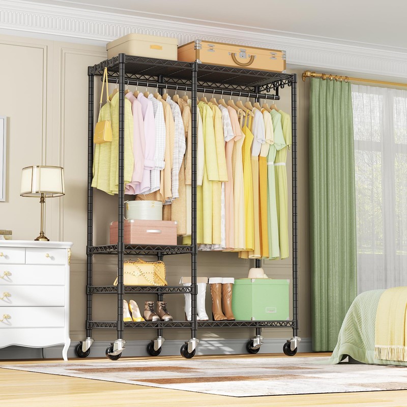 Ulif F4R Heavy Duty Clothes Rack（With Lockable Wheels ） Rolling