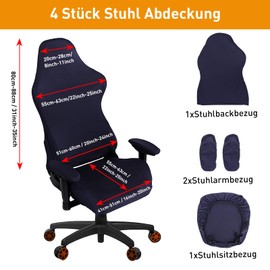 Wiainty Gaming Chair Cover 4 Pieces Navy Blue Non-Slip Protection Against Dust, Stains and Scratches