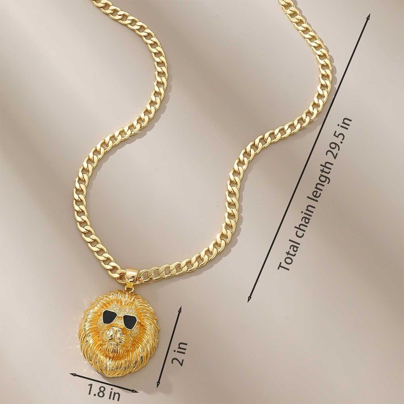 Amitofo Lion Head Necklace Pendant for Men – Hip Hop,