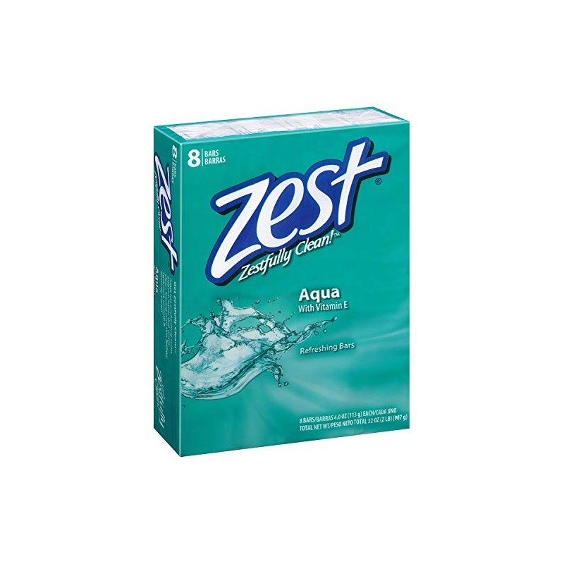 Zest Bath Bars Soap 4oz 8ct Aqua 2-Pack