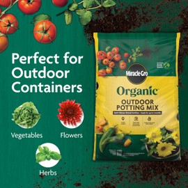 Miracle-GRO Organic Outdoor Potting Mix, for Outdoor Container Plants, Contains Quick-Release Natural Fertilizer, OMRI Listed, 16 qt., 2-Pack