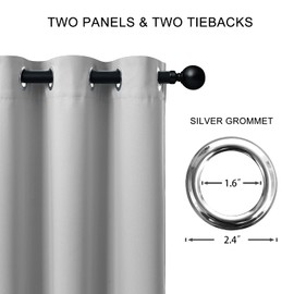 JSFLY 100% Blackout Curtains 120 inch Length for High Ceiling, Extra Long Thermal Insulated Grommet Window Drapes Light Blocking Curtains for Living Room 10ft, 2 Panels (52x120 inches,Light Gray)