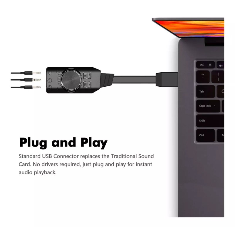 GS3 Tarjeta de sonido externa GS3 USB 2.0 de 7.1