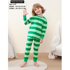 A&J DESIGN Green Striped St Patricks Day Pajamas Toddler Easter Pjs Kids Boys Girls for Hollween Christmas 4T
