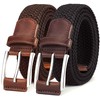 Belt for Men 2Pack,BULLIANT Mens Stretch Braided Web Belt for