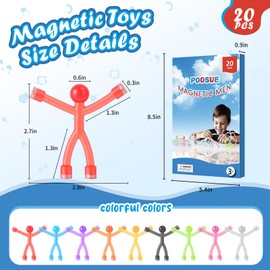 20Pcs Magnetic Men Figures Toys Set with Metal Storage Box, Portable Fidget Toys for Kids Travel, Road Trip Activities Airplane Car, Classroom Educational Games, Birthday Stocking Stuffers Gifts