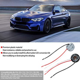 Arnés de Cableado de Enchufe 丨 Qiilu Terminales y Arneses 2 Piezas 1157 Enchufe LED Señal de Luz de Freno Bombillas Soporte Adaptador Base Conector Cable de Cableado