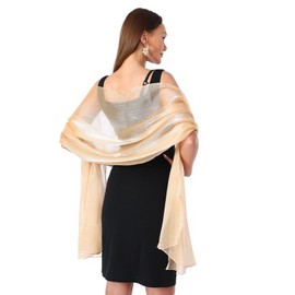LQSCJS Stole Women's Chiffon Scarf 200 x 70 cm Stole Women's Festive Chiffon Scarf Shawl Multifunctional Scarf Lightweight for Evening Dress or Wedding Dress, champagne