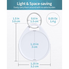 Uniclife 1.5 Inch Tough Plastic Key Tags Sturdy Round White Item Identifiers with Blank Paper Label Stickers and Split Rings, 50 Pack