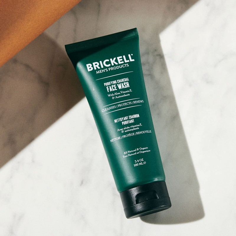 Brickell Men's Purifying Charcoal Face Wash for Men, Natural and