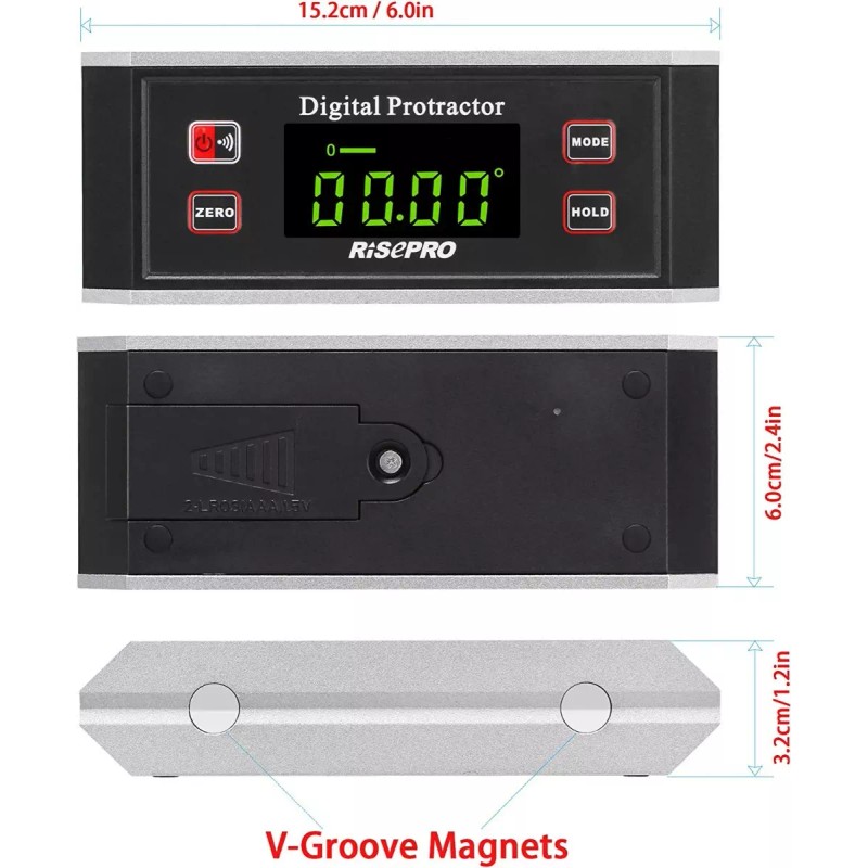 Risepro Inclinometro Risepro Digital Angulo Magnetico 0-360 82413b