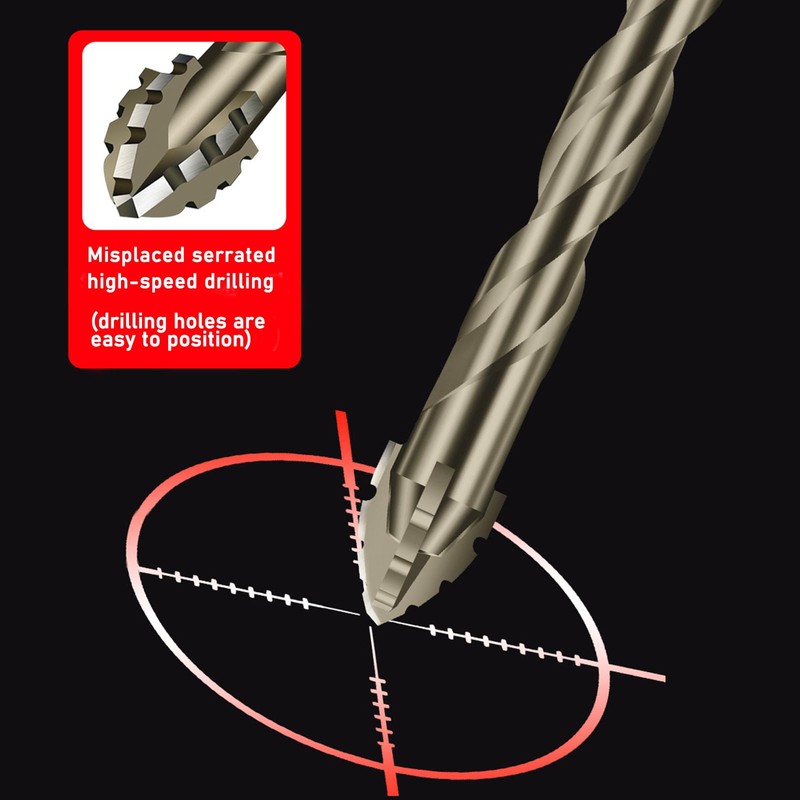 6PCS High-Strength Eccentric Twist Drill Bit Set - Four-Flute Sawtooth,
