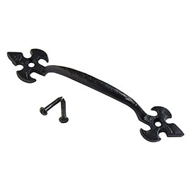 Merriway® BH01794 Fleur-de-Lys Design Pull Cupboard Cabinet Door Handle, 177mm (7 inch) - Black Antique