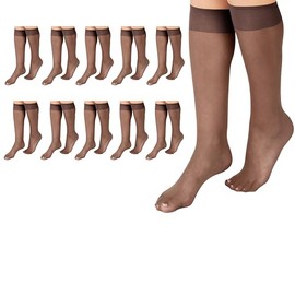 L'eggs womens Everyday Women's Nylon Knee Highs Sheer Toe - Multiple Packs Available Pantyhose, Off Black 10-pack, One Size US