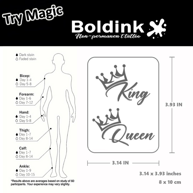 King and Queen Semi Permanent Tattoos Realistic Fake Tattoo Waterproof