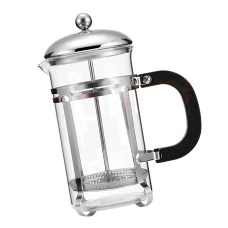 Glass Press Pot 600ml Transparent Stainless Steel Filter Heat Resistant