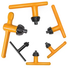 Famgee Replacement Drill Chuck Key Wrench Electric Drill Clamping Tool Heavy Duty Thumb Handle Chuck Key (Chuck Diameter 3/4" / 5/8" / 1/2" / 3/8" / 1/4" / 5/32") - 6 pcs