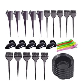 30Pcs 6Sets Hair Dye Color Brush,Bowl,Ear Cover,and Hair Clip Sets,Perfect Tools for DIY Salon Hair Dye Tools Hair Coloring Bleaching,Hair Tint Dying 