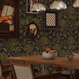 Fiula Gold Floral Vintage Wallpaper Peel and Stick Wallpaper 17.3”×197”Waterproof Vintage Wallpaper Contact Paper Removable Wall Paper Shelf Liner Decal Vinyl Roll