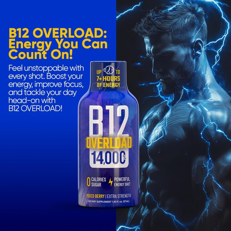 B12 Overload Energy Shots Mixed Berry - 12pk Shots