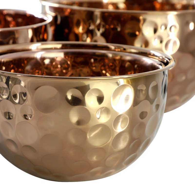 Megachef Hammered Bubble Texture 5 Piece Stainless Steel Serving Bowl