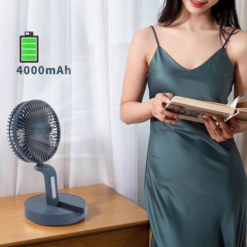Desktop Folding Fan 3 Speeds USB Rechargeable Punch Free Electric
