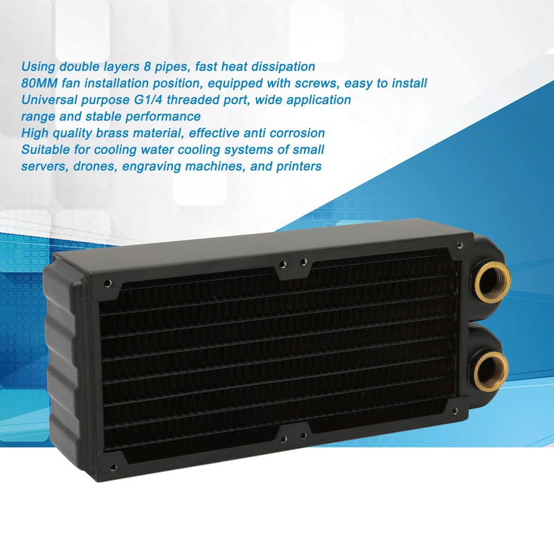 Cooling Radiator Double Layers 8 Pipes G1/4 Thread Double Fans